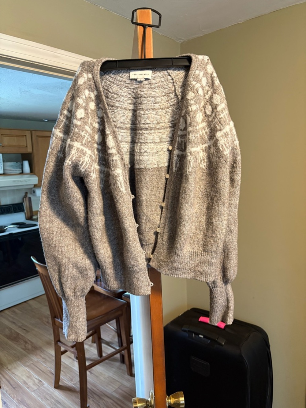 Taupe & Cream Fair Isle Open-Front Cardigan